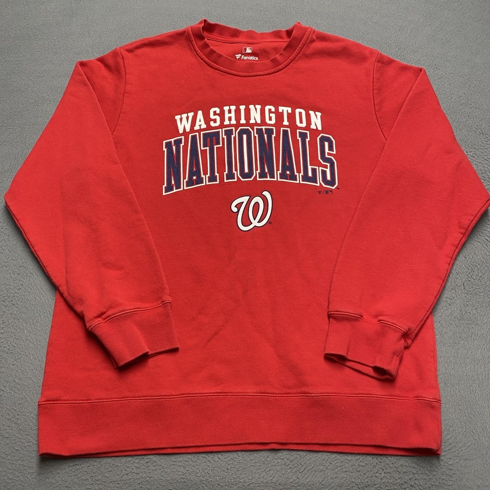 Washington Nationals Sweater‎ Mens XL Red MLB Baseball Fanatics Fleece Crewneck